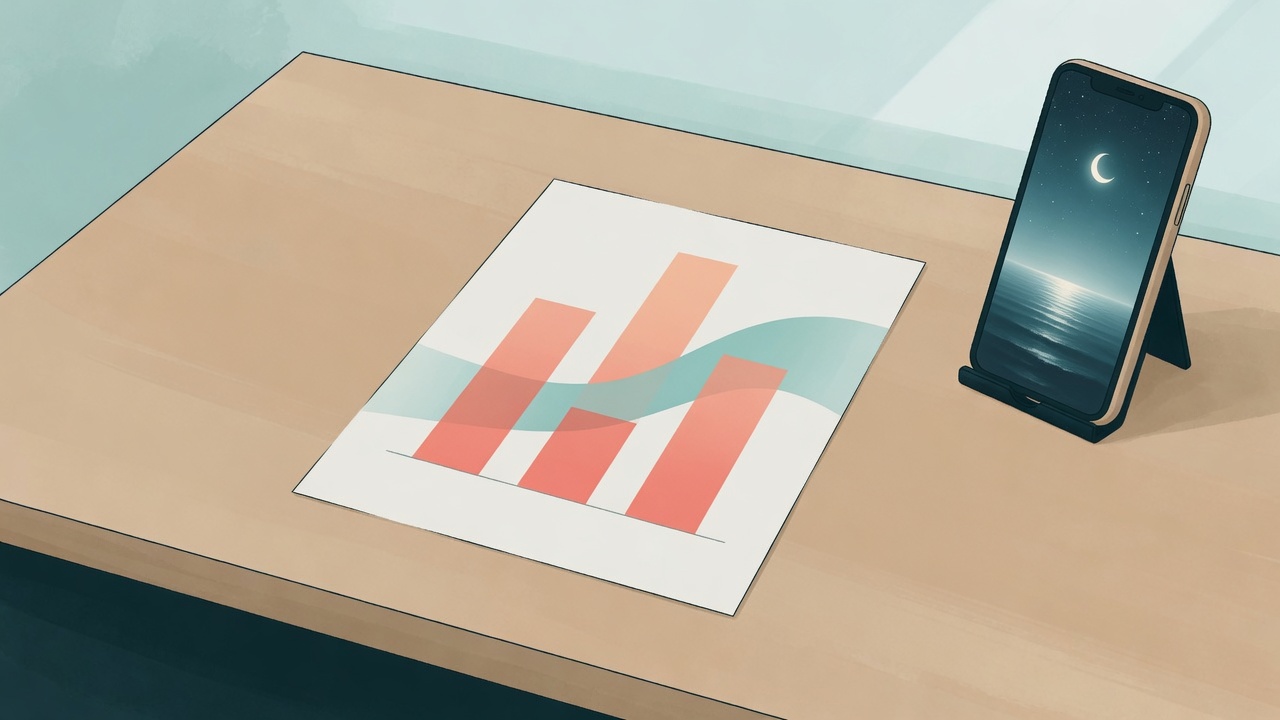 A simple chart beside a phone on a desk